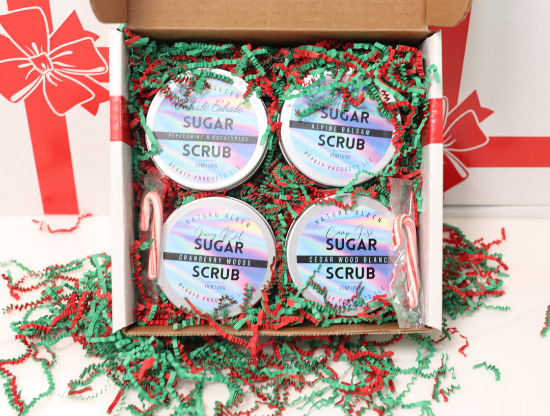 Multi Fragrance Holiday Gift Box - 4 Scents of Exfoliating Body Sugar Scrubs